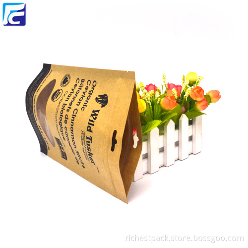 Custom Kraft Reusable Mylar Foil Stand Up Pouch